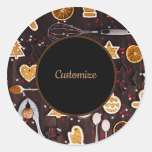 Personalized Holiday Baking Classic Round Sticker