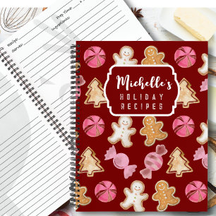 Personalized Holiday Baking Cute Christmas Recipe  Notebook