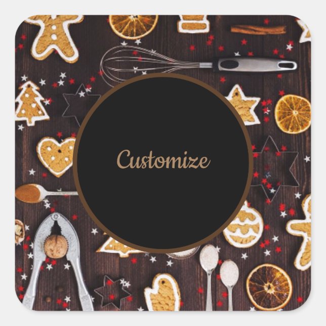 Personalized Holiday Baking Square Sticker (Front)