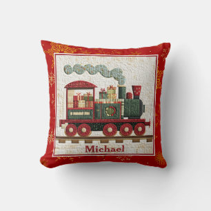 Personalized Holiday Christmas Train I Kids Gifts Throw Pillow