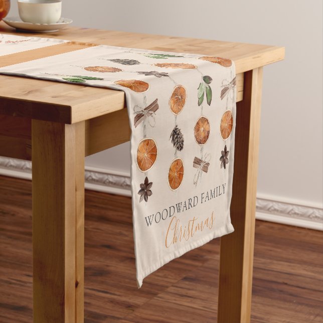 Personalized Holiday Citrus And Spice Short Table Runner (In Situ)