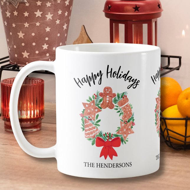 Personalized Holiday Cookies Christmas Wreath Coffee Mug (Creator Uploaded)