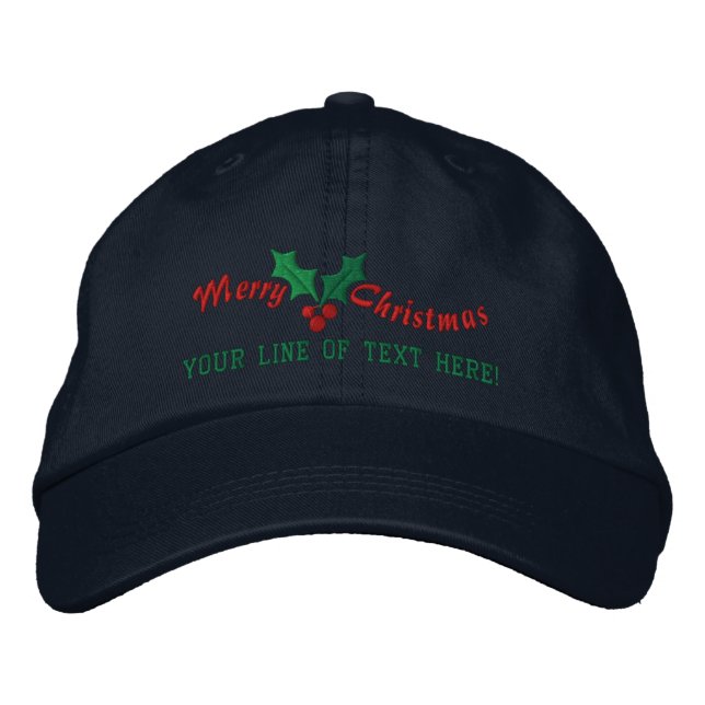 Personalized Holiday Greetings Embroidered Hat (Front)