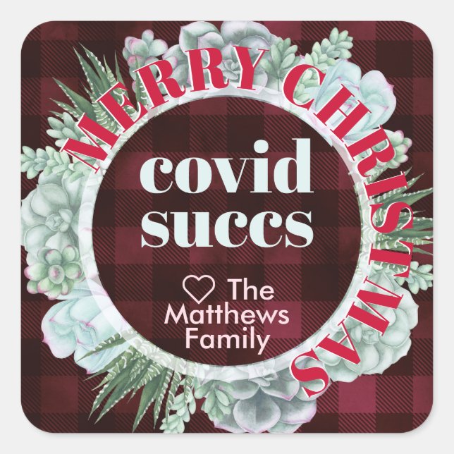 Personalized Holiday Humour 2020 Covid Succs Pun Square Sticker (Front)