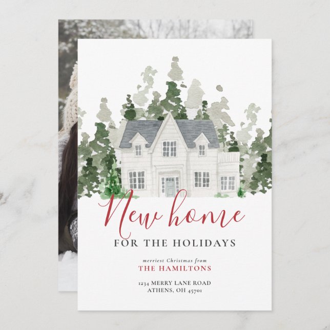 Personalized Holiday Moving Announcement PhotoCard (Front/Back)