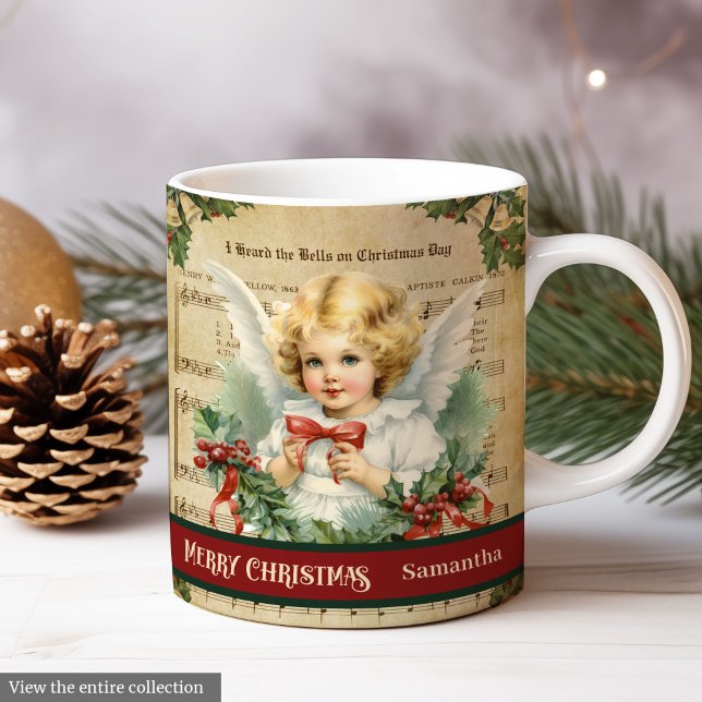 Personalized Holiday Mug Retro Angel Table Accent (Personalized Holiday Mug Retro Angel Table Accent)