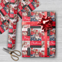 Personalized Holiday Photo Collage Wrapping Paper