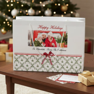 Personalized Holiday Photo Name Large Gift Bag
