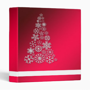 Personalized Holiday Red Snowflake Christmas Tree Binder