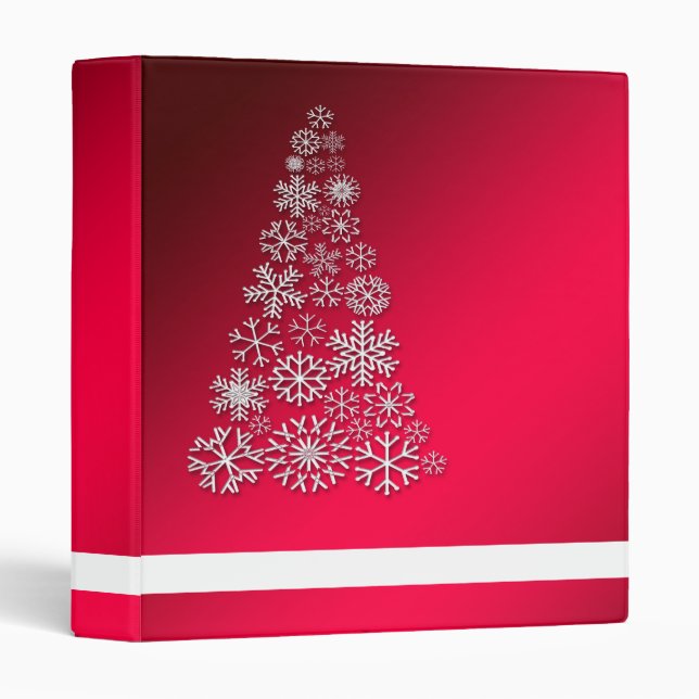 Personalized Holiday Red Snowflake Christmas Tree Binder (Front/Spine)