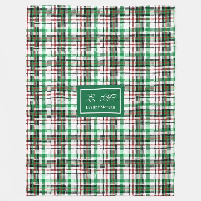 Personalized Holiday Throw Blanket Plaid Keepsake (Front)