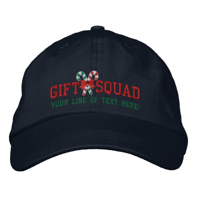 Personalized Holidays Gift Squad Candy Canes Embroidered Hat (Front)