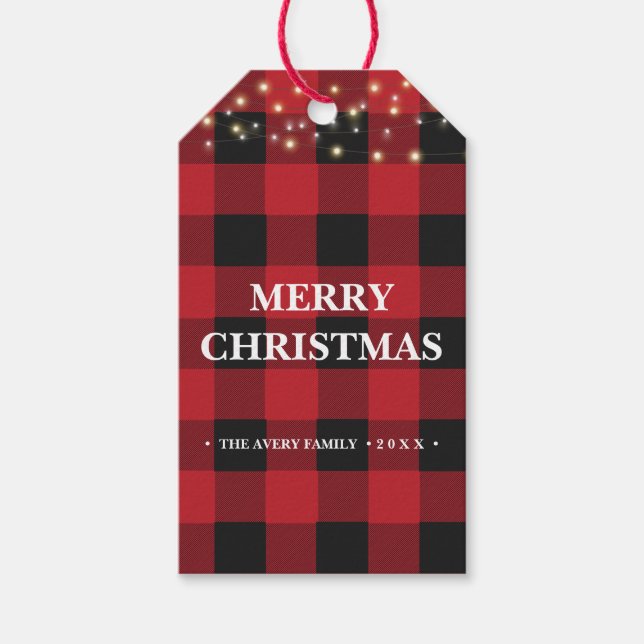Personalized Holidays Plaid Gift Tags (Front)