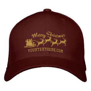 Personalized Holidays Santa Sleigh Ride Scene Embroidered Hat