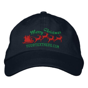 Personalized Holidays Santa Sleigh Ride Scene Embroidered Hat