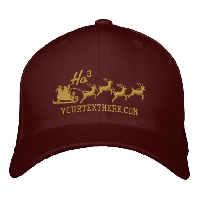 Personalized Holidays Santa Sleigh Ride Scene Embroidered Hat (Front)