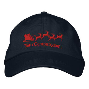 Personalized Holidays Santa Sleigh Ride Scene Embroidered Hat