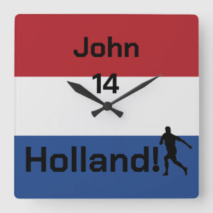 Personalized Holland Flag Football Decor Square Wall Clock