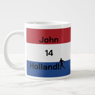 Personalized Holland Flag Football Fan Large Coffee Mug