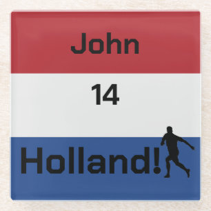 Personalized Holland Flag Soccer Pride Glass Coaster