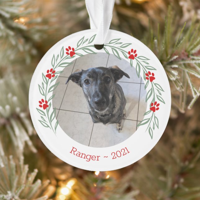 Personalized Holly Elegant Pet Photo Ornament (Tree)