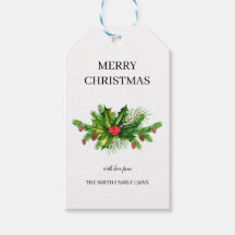 Personalized Holly Pine & Berry Merry Christmas