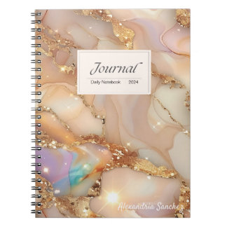 Personalized Holographic Resin Alcohol Ink Spiral Notebook