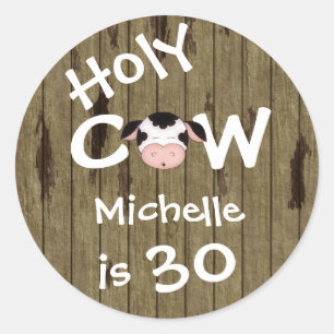 Personalized Holy Cow 30th Birthday Stickers