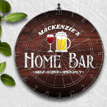 Personalized Home Bar Theme Dartboard<br><div class="desc">Fun barware decor with this personalized dart board featuring any first name,  couple's,  family or business name. Cute clipart wine glass and beer stein on a faux walnut grain background. Personalized for a one-of-a-kind gift.</div>