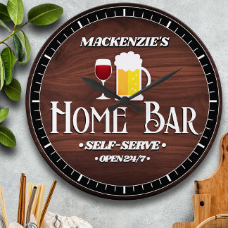 Personalized Home Bar Theme Large Clock