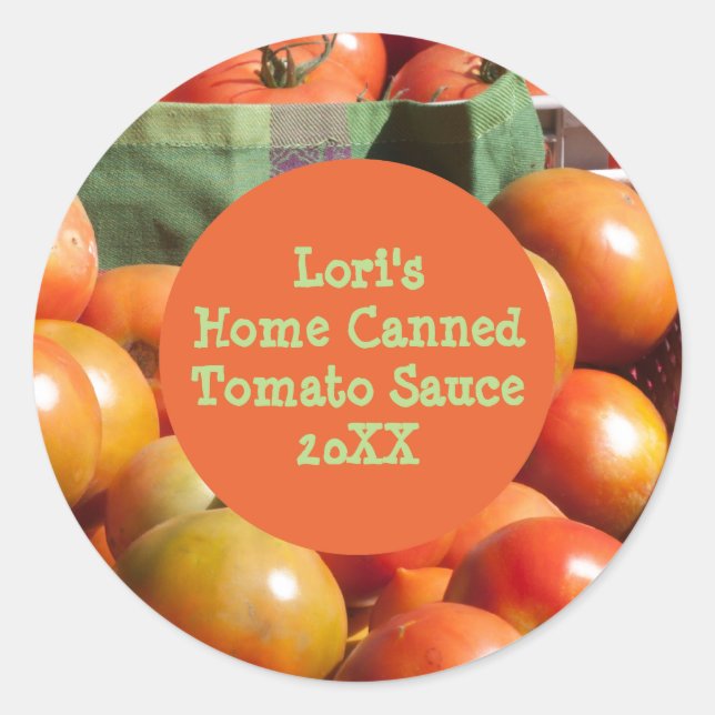 Personalized Home-Canned Tomato Product Template Classic Round Sticker (Front)