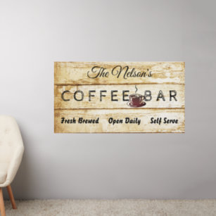Personalized home coffee bar sign wall decal