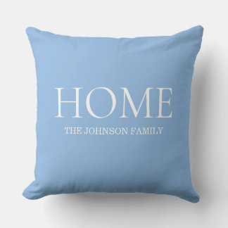 Personalized Home Family Light Blue Throw Pillow