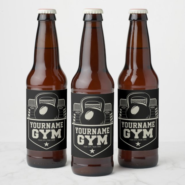 Personalized Home GYM Kettlebell Fitness Trainer  Beer Bottle Label (Bottles)