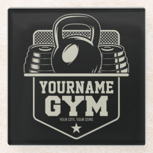 Personalized Home GYM Kettlebell Fitness Trainer  Glass Coaster