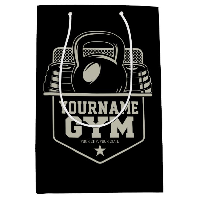 Personalized Home GYM Kettlebell Fitness Trainer  Medium Gift Bag (Front)