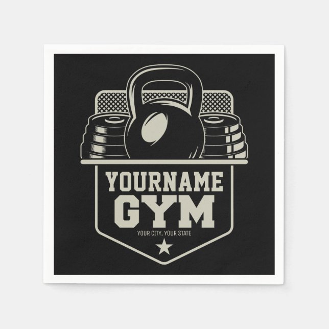 Personalized Home GYM Kettlebell Fitness Trainer  Napkin (Front)
