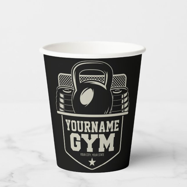 Personalized Home GYM Kettlebell Fitness Trainer  Paper Cups (Front)