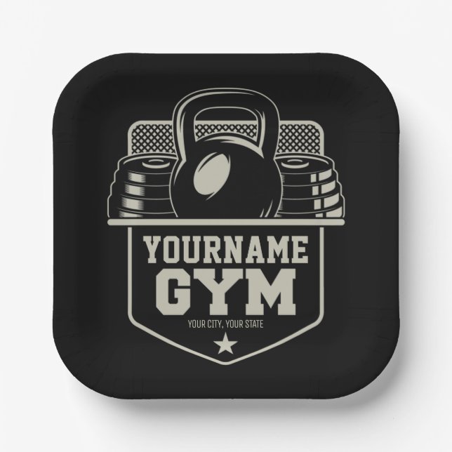 Personalized Home GYM Kettlebell Fitness Trainer  Paper Plate (Front)