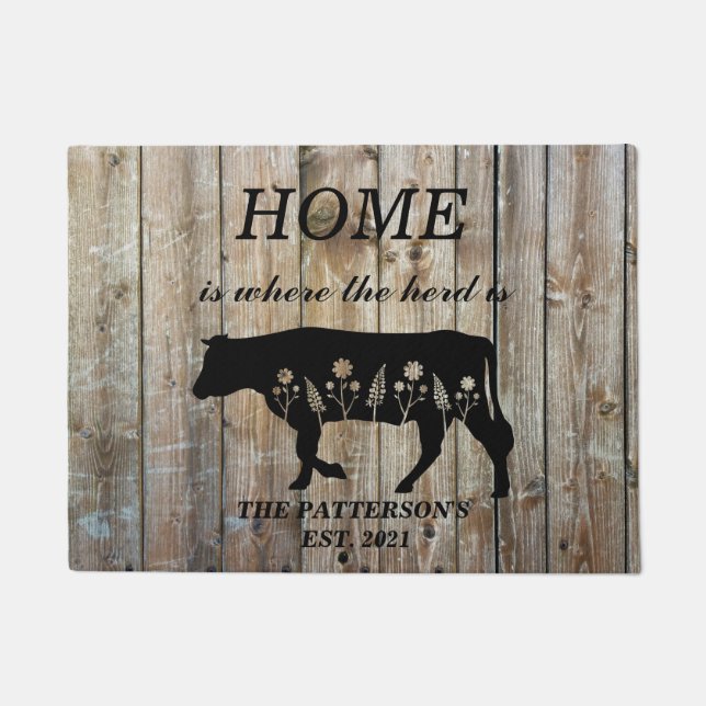 Personalized Home Is Where The Herd Is Doormat (Front)