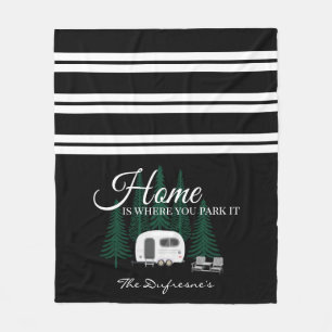 Personalized "Home Is Where You Park It"  Fleece Blanket