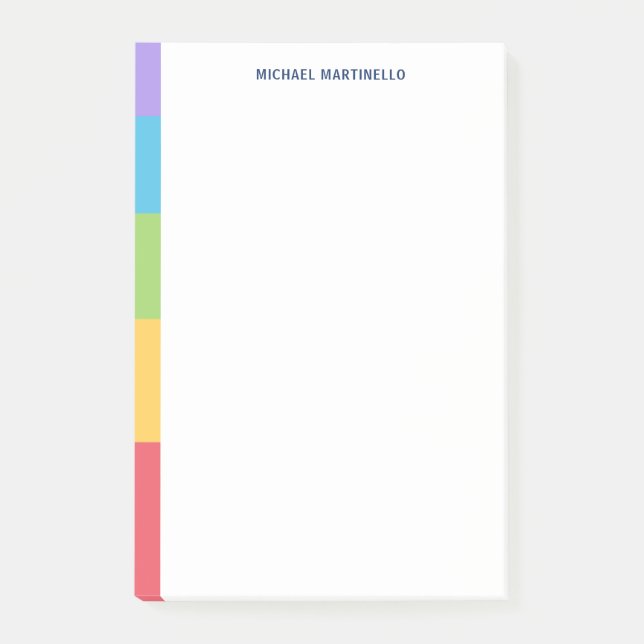 Personalized Home Office 5 Colour Blocks Post-it Notes (Front)