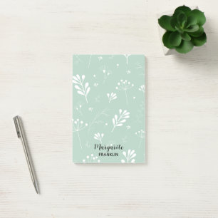 Personalized Home Office Soft Green Floral Post-it Notes