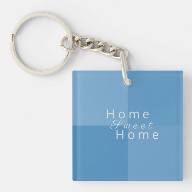Personalized Home Sweet Home Blue Elegant, Modern Keychain (Front)