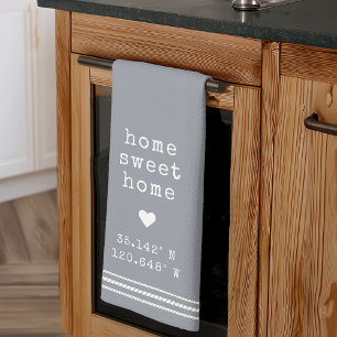 Personalized Home Sweet Home Coordinates Kitchen Towel
