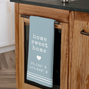 Personalized Home Sweet Home Coordinates Kitchen Towel