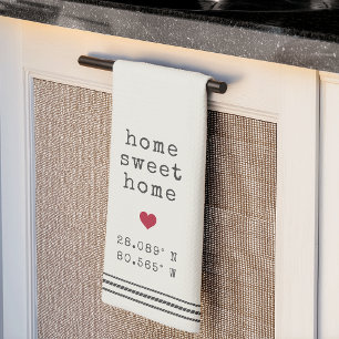 Personalized Home Sweet Home Coordinates Kitchen Towel