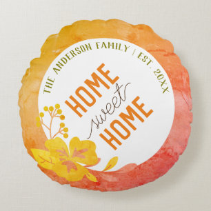 Personalized Home Sweet Home Family Name Round Pillow