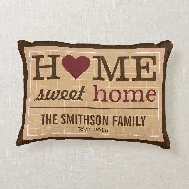 Personalized Home Sweet Home Family Welcome Sign Accent Pillow (Back)
