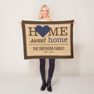 Personalized Home Sweet Home Family Welcome Sign Fleece Blanket